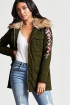 Forever21 Faux Fur Collar Utility Jacket