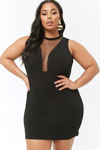 Forever21 Plus Size Mesh Cutout Mini Dress