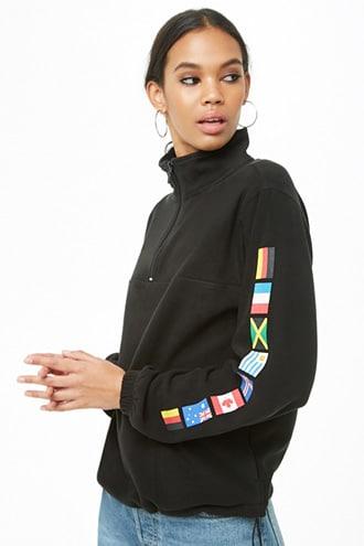 Forever21 Fleece Flag Graphic Pullover