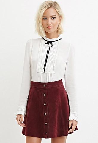 Forever21 Pintucked Self-tie Blouse