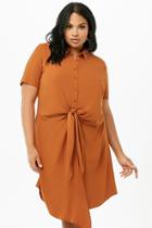 Forever21 Plus Size Woven Tie-front Shirt Dress