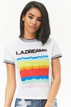 Forever21 L.a. Dreams Graphic Striped-trim Tee