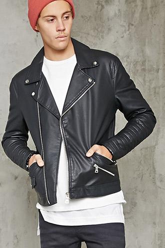 Forever21 Rib-sleeve Moto Jacket