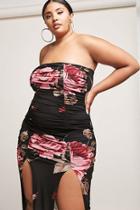 Forever21 Plus Size Ruched Strapless Floral Dress