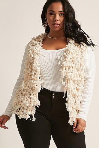 Forever21 Plus Size Fuzzy Tassel Sweater Vest
