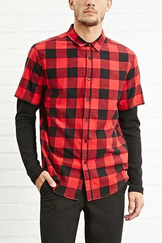 21 Men Men's  2-layer Flannel Shirt