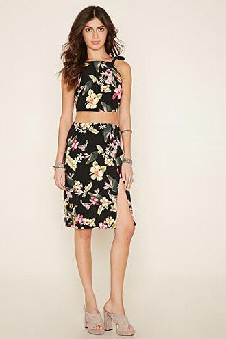 Forever21 Floral Crepe Skirt