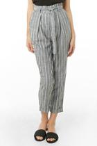 Forever21 Belted Striped Paperbag Pants