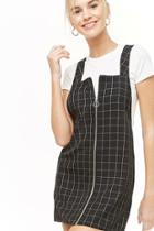 Forever21 Grid Print Pinafore Dress