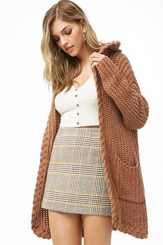 Forever21 Hooded Ribbed Knit Cardigan