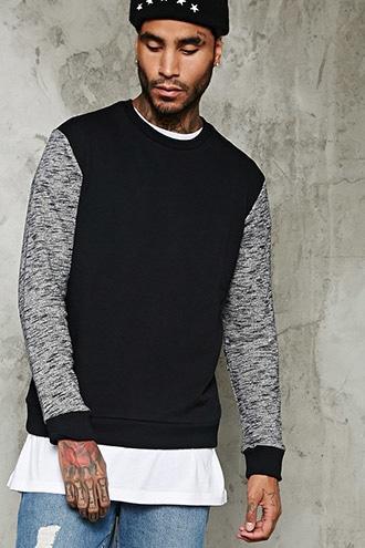 21 Men Men's  Marled-sleeved Sweatshirt