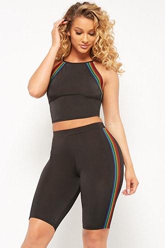 Forever21 Rainbow-trim Bike Shorts