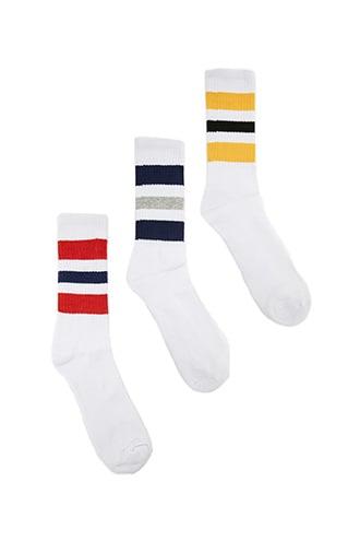 Forever21 Men Striped Crew Socks - 3 Pack