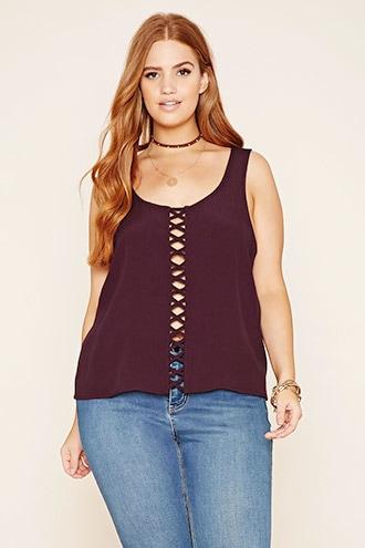 Forever21 Plus Women's Plum Plus Size Crisscross-front Top