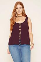 Forever21 Plus Women's  Plum Plus Size Crisscross-front Top