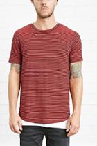 21 Men Men's  Red & Black Stripe Knit Tee