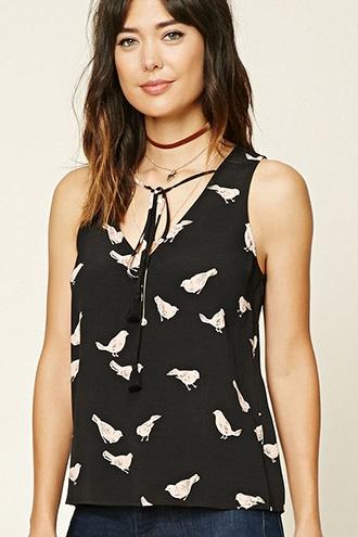 Love21 Women's  Contemporary Bird Print Top