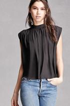 Forever21 Boxy Mock Neck Shirred Top