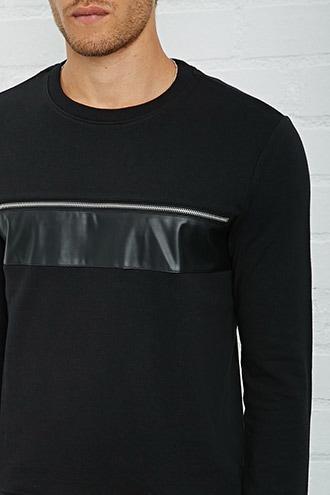 21 Men Men's  Faux Zipper Sweatshirt