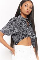 Forever21 Cropped Geo Print Shirt