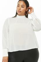 Forever21 Plus Size Sheer Chiffon Mock Neck Top