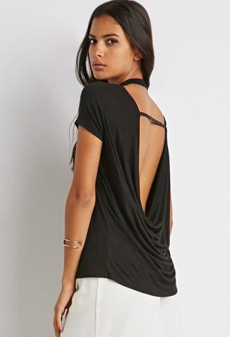 Forever21 Draped Cutout Back Tee