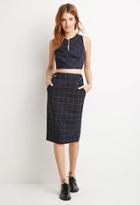 Love21 Belted Plaid Pencil Skirt