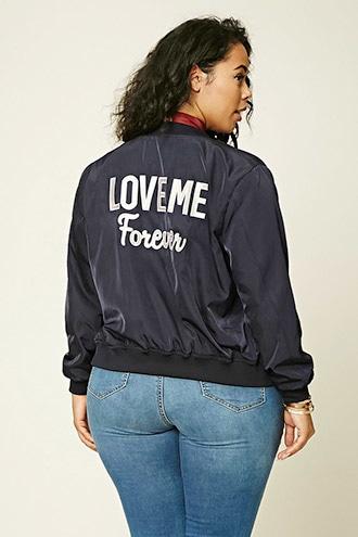 Forever21 Plus Women's  Plus Size Love Me Bomber Jacket