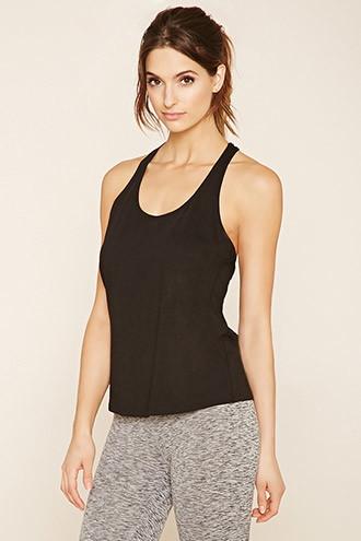Forever21 Women's  Black Active Ladder-back Tank