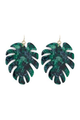 Forever21 Faux Stone Palm Leaf Drop Earrings