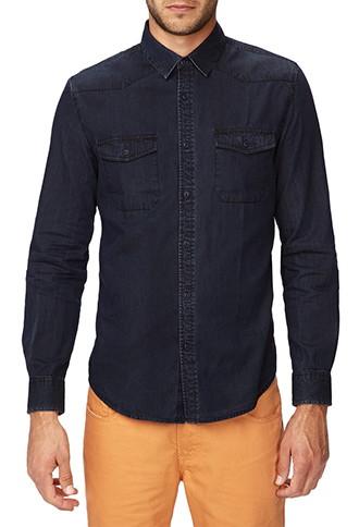21 Men Slim Fit Chambray Shirt
