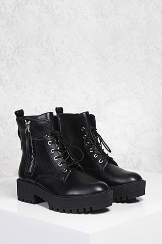 Forever21 Zip-up Lug Sole Boots