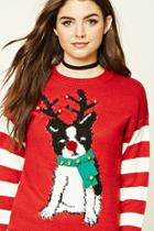 Forever21 Women's  Reindeer Dog Holiday Sweater