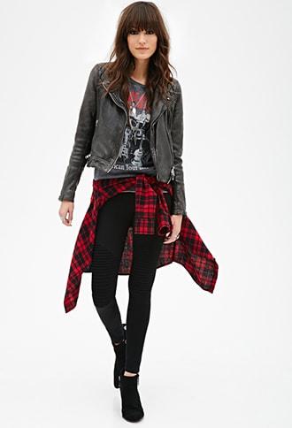 Forever21 Topstitch-paneled Skinny Jeans