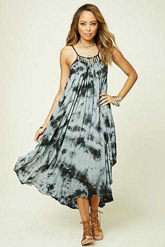 Forever21 Women's  Boho Me Tie Dye Midi Dress