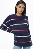 Forever21 Striped Faux Fur Sweater