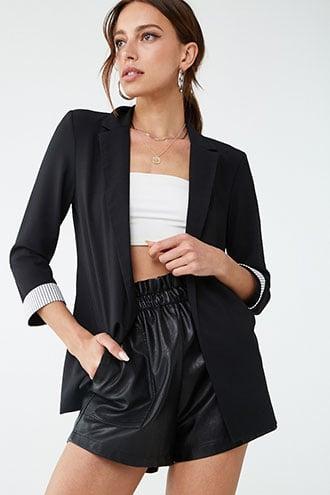 Forever21 Striped-trim Open-front Blazer