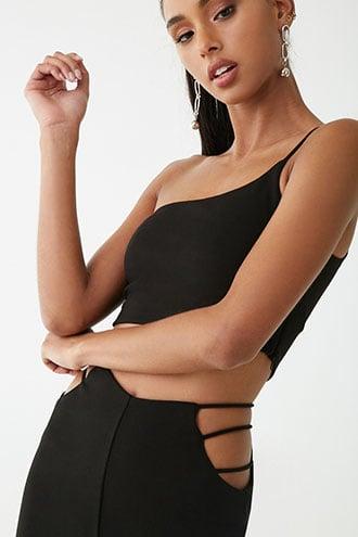 Forever21 One-shoulder Crop Top & Cutout Pant Set