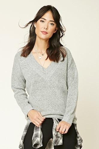 Forever21 Marled V-neck Sweater