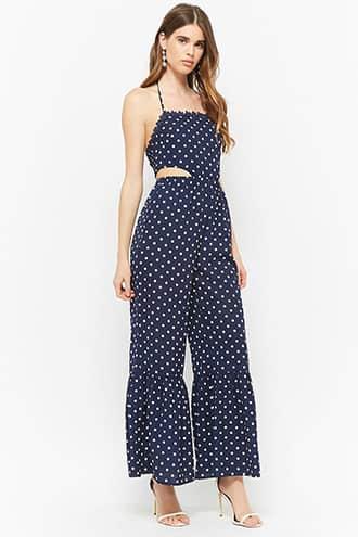 Forever21 Polka Dot Halter Jumpsuit
