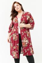 Forever21 Plus Size Satin Floral Duster