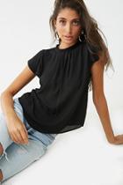 Forever21 Pleated High Neck Chiffon Top