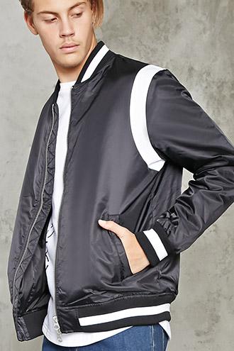 Forever21 Stripe-trim Bomber Jacket