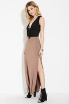 Forever21 Women's  Pine Bark High-slit Maxi Skirt