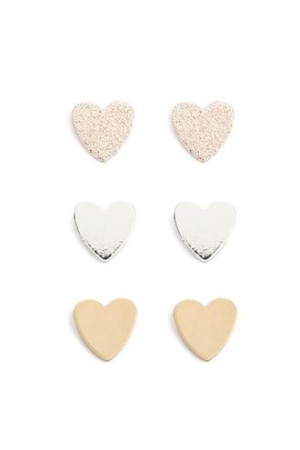 Forever21 Heart-shaped Stud Earrings Set