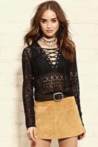 Forever21 Women's  Lace-up Lace Top