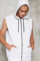 21 Men Men's  Raw-cut Heathered Knit Hoodie