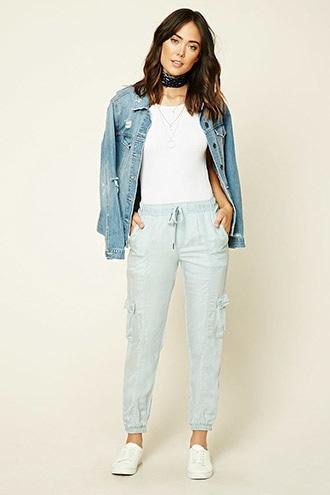 Forever21 Women's  Chambray Cargo Pants