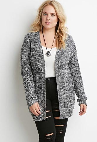 Forever21 Plus Marled Rib Knit Cardigan