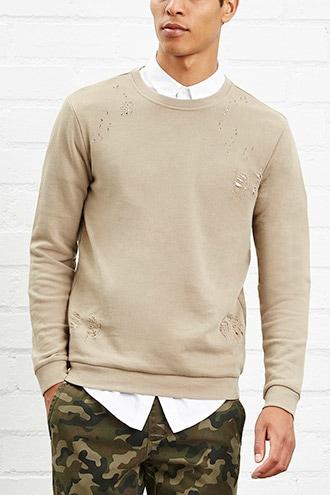 21 Men Men's  Distressed French Terry Pullover